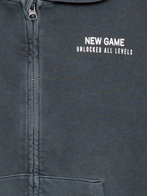 Gilet ampio con cappuccio e dettaglio animato sulla schiena in cotone - Kiabi