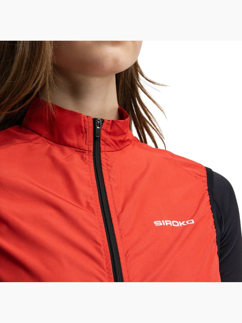 Gilet antivento da ciclismo da donna ciclismo donna v1-w cordal Rosso - Kiabi
