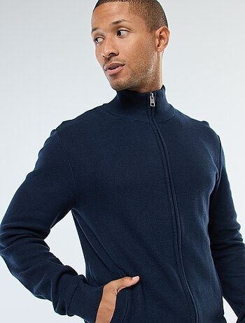 Gilet basic in maglia con 2 tasche e collo alto
