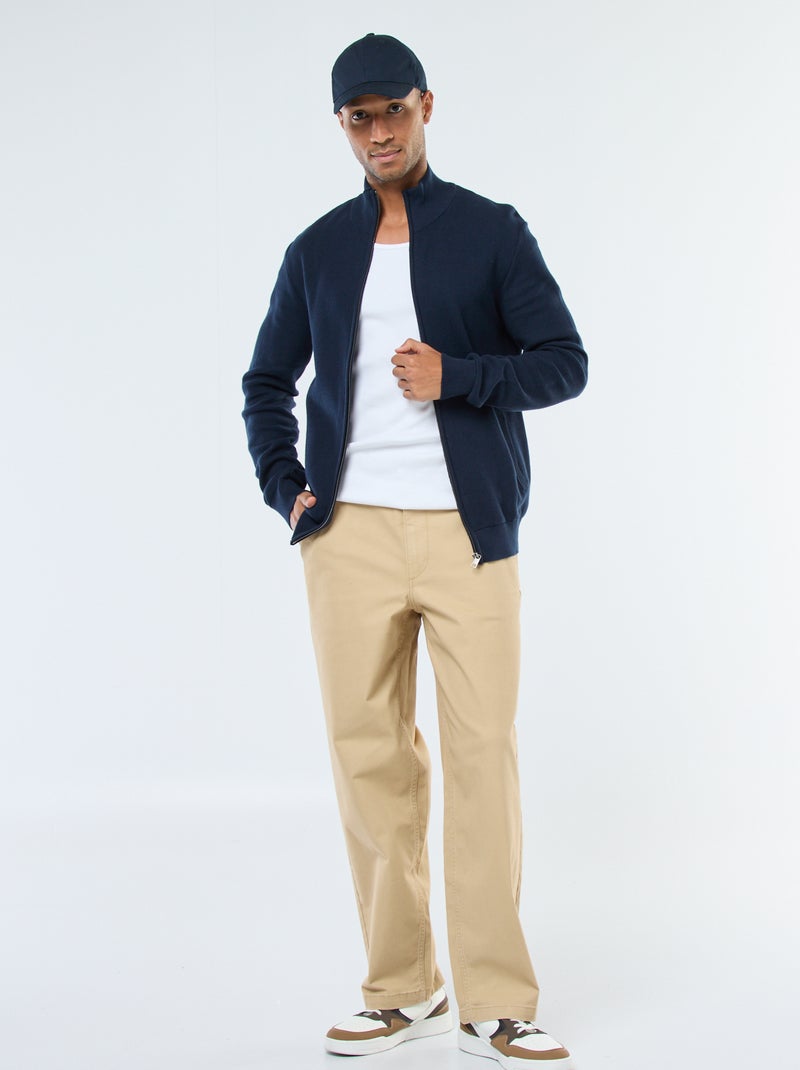 Gilet basic in maglia con 2 tasche e collo alto Blu - Kiabi