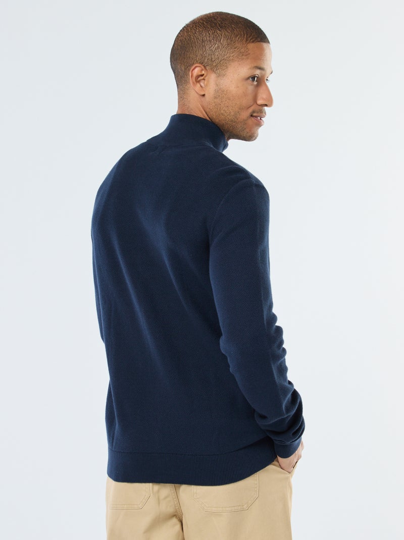 Gilet basic in maglia con 2 tasche e collo alto Blu - Kiabi