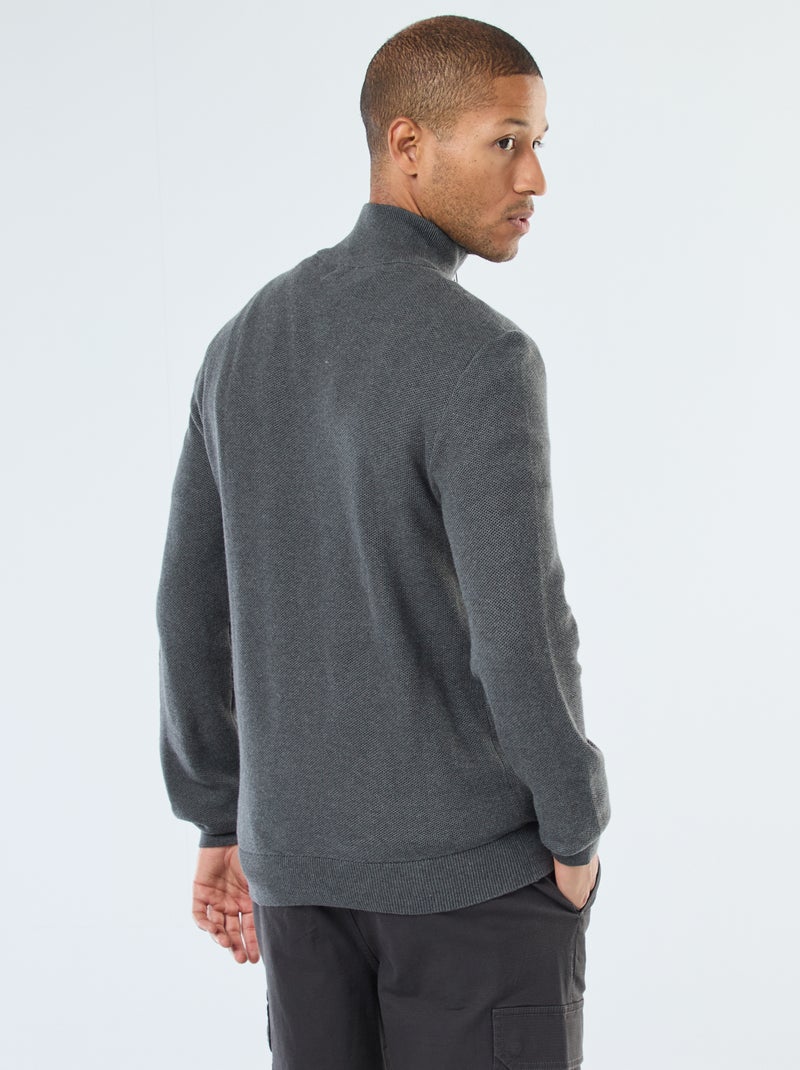 Gilet basic in maglia con 2 tasche e collo alto Grigio - Kiabi