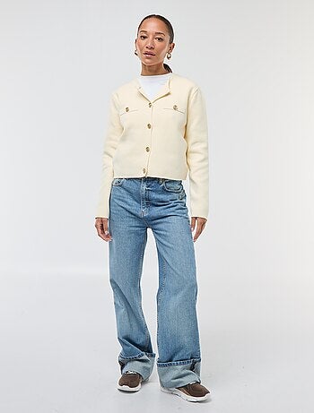 Gilet bottoni dorati maglia testurizzata