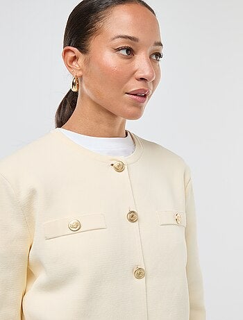 Gilet bottoni dorati maglia testurizzata