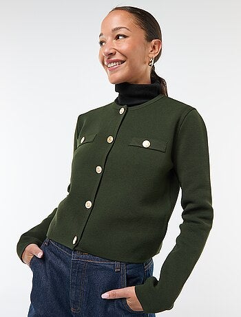 Gilet bottoni dorati maglia testurizzata