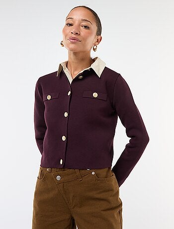 Gilet bottoni dorati maglia testurizzata