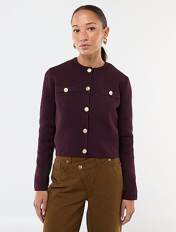 Gilet bottoni dorati maglia testurizzata