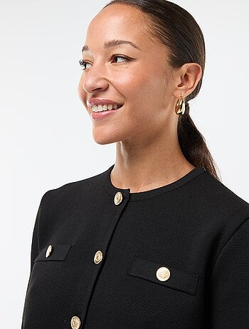 Gilet bottoni dorati maglia testurizzata