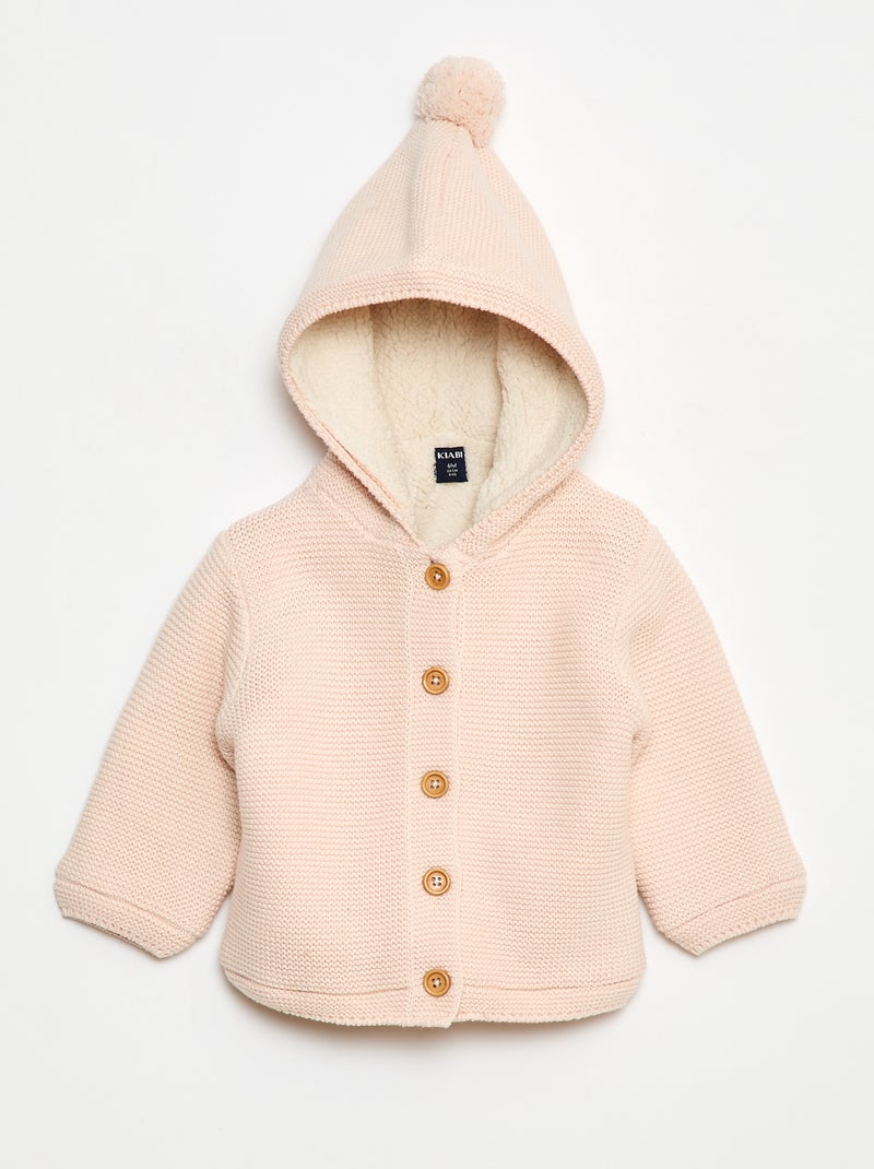 Gilet caldo abbottonato in cotone Rosa - Kiabi