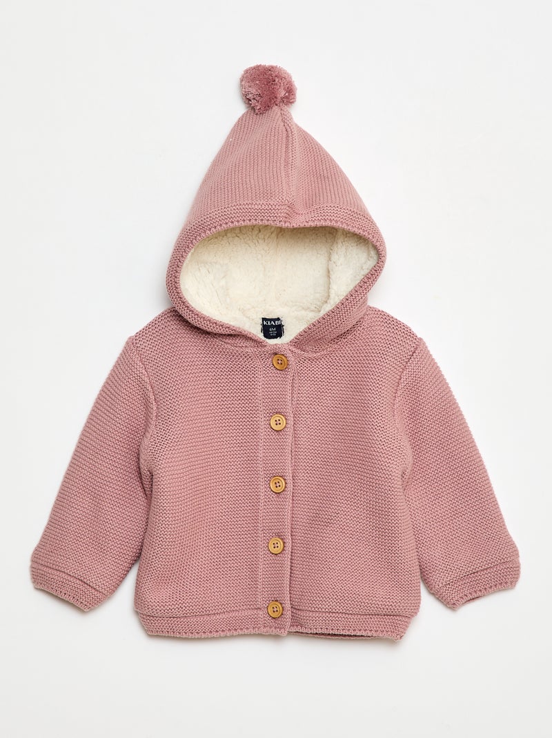 Gilet caldo abbottonato in cotone Rosa - Kiabi