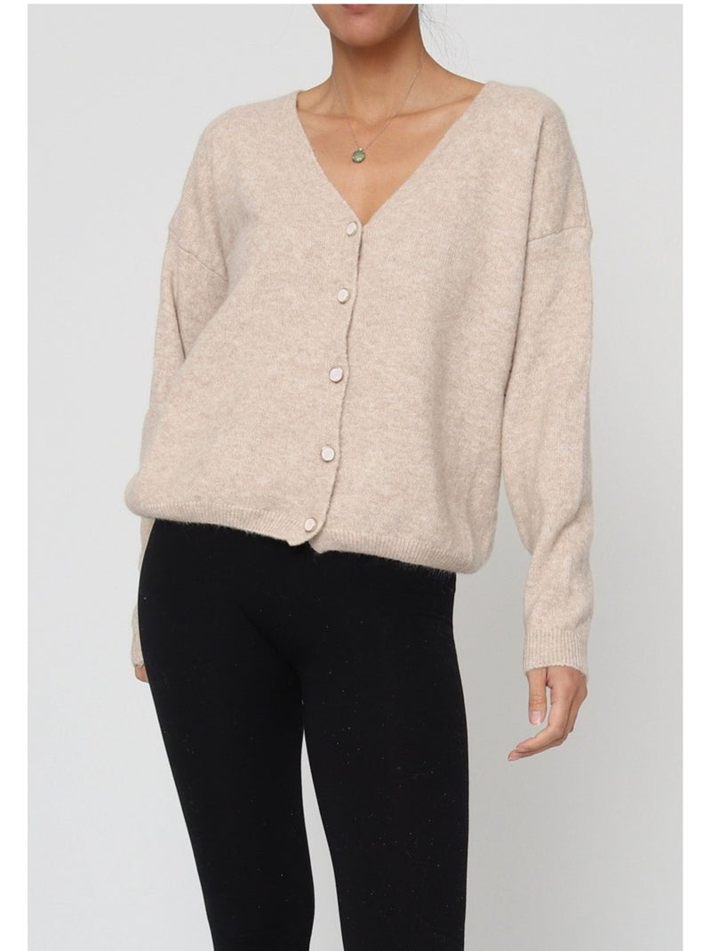 Gilet cardigan Kebello Beige - Kiabi