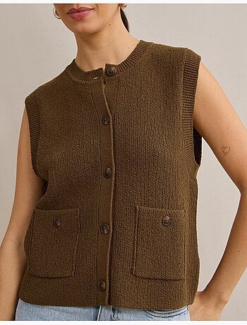 Gilet classico lavorato a lavori, mo fashion