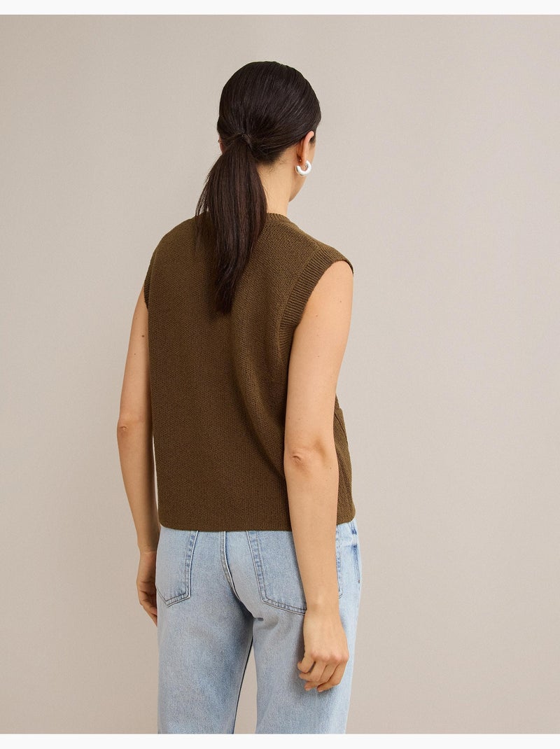 Gilet classico lavorato a lavori, mo fashion Marrone - Kiabi