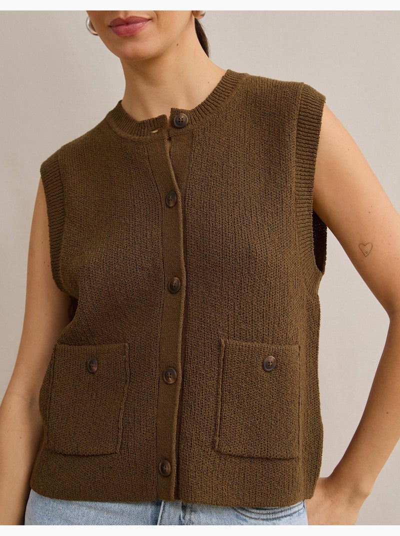 Gilet classico lavorato a lavori, mo fashion Marrone - Kiabi