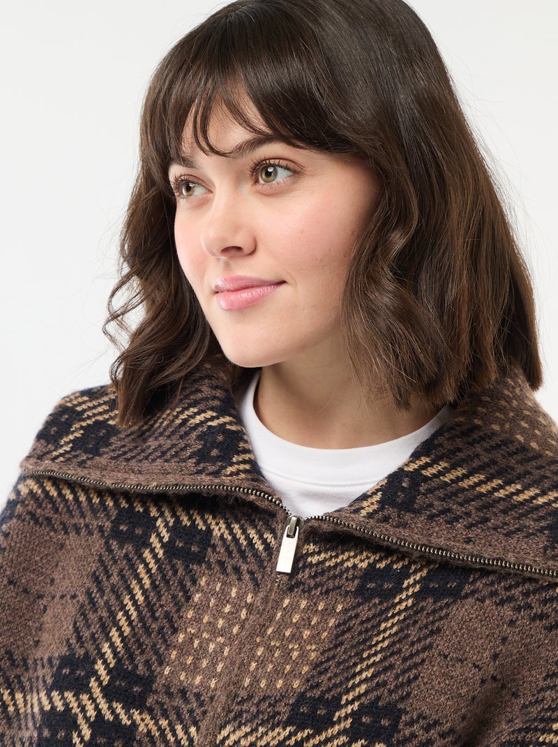 Gilet collo alto Marrone - Kiabi
