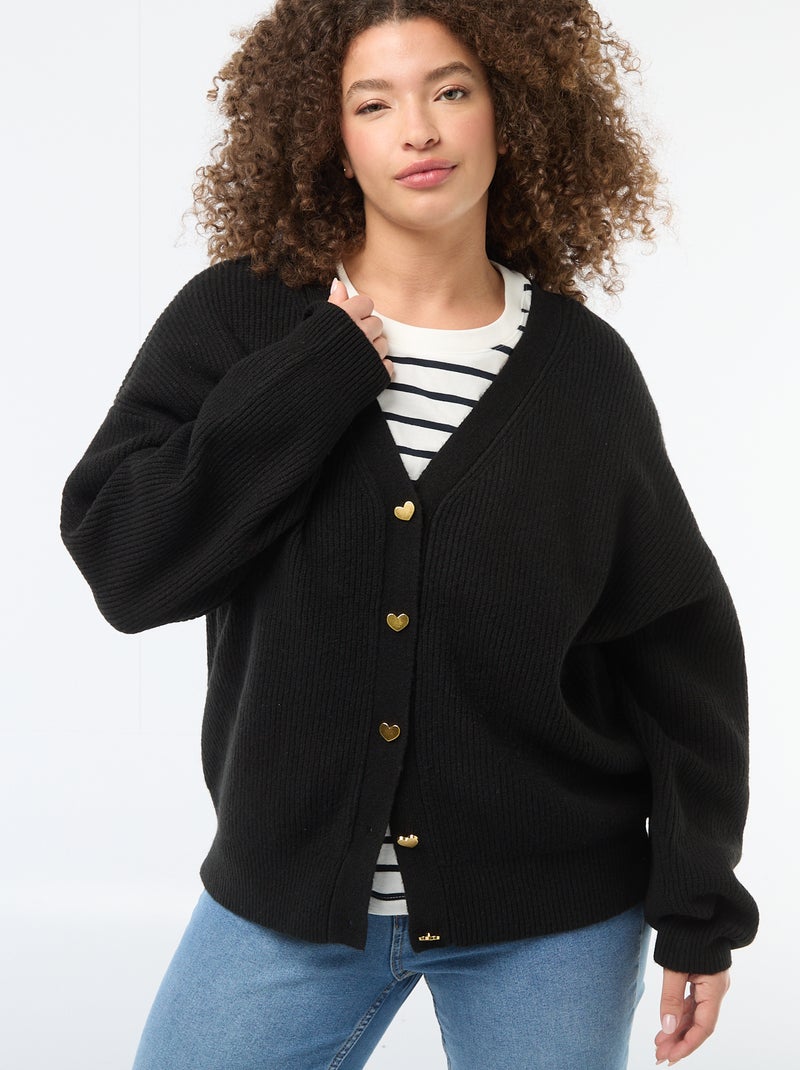 Gilet con bottoni a forma di cuore Nero - Kiabi