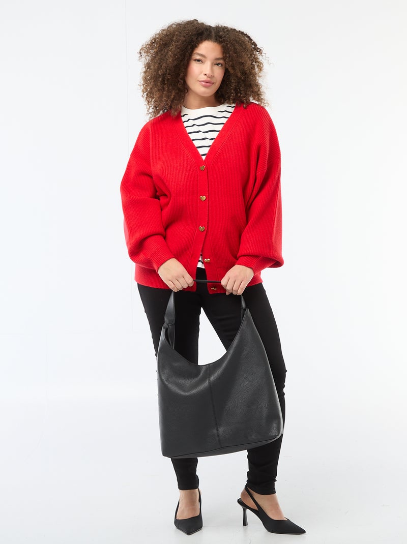 Gilet con bottoni a forma di cuore Rosso - Kiabi