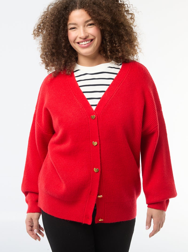 Gilet con bottoni a forma di cuore Rosso - Kiabi