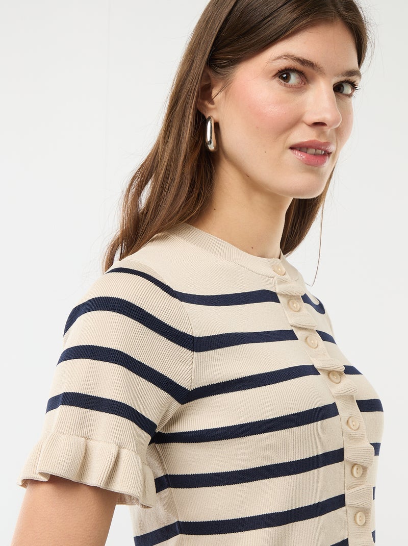 Gilet con bottoni e maniche a volant Beige - Kiabi