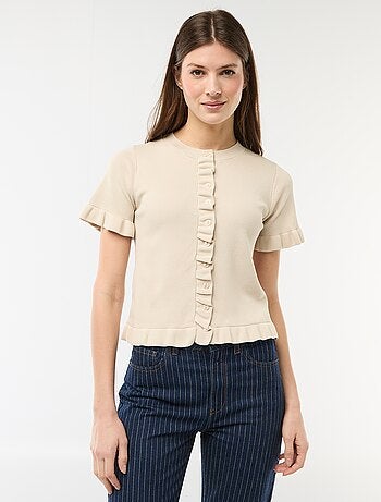 Gilet con bottoni e maniche a volant