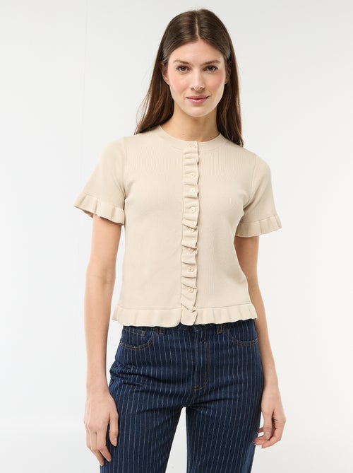 Gilet con bottoni e maniche a volant - Kiabi