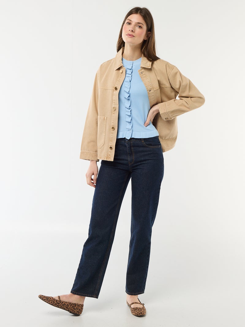 Gilet con bottoni e maniche a volant Blu - Kiabi