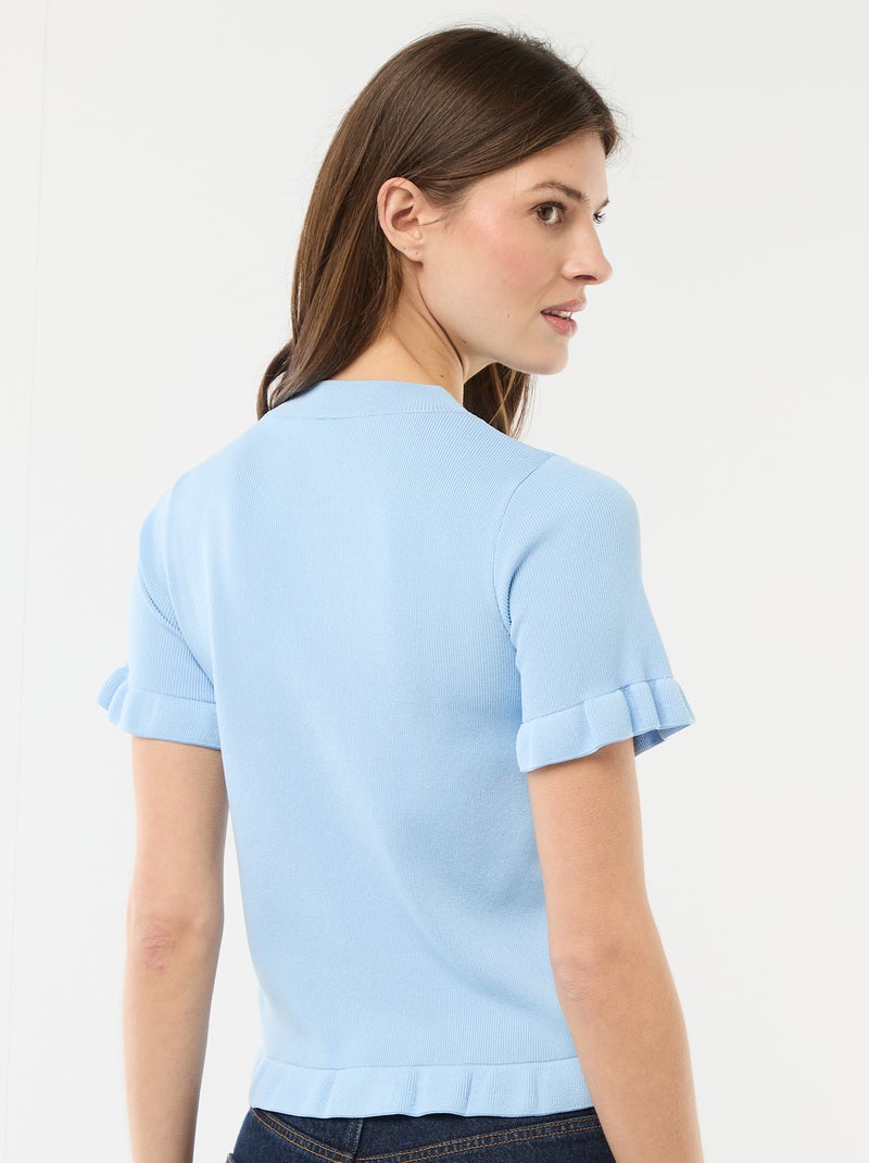 Gilet con bottoni e maniche a volant Blu - Kiabi
