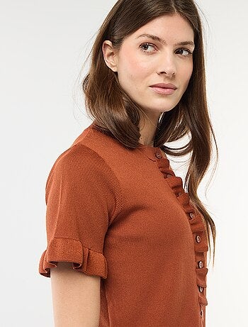 Gilet con bottoni e maniche a volant