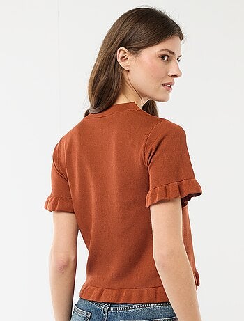 Gilet con bottoni e maniche a volant