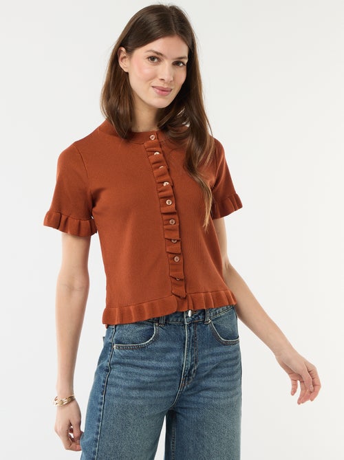 Gilet con bottoni e maniche a volant - Kiabi