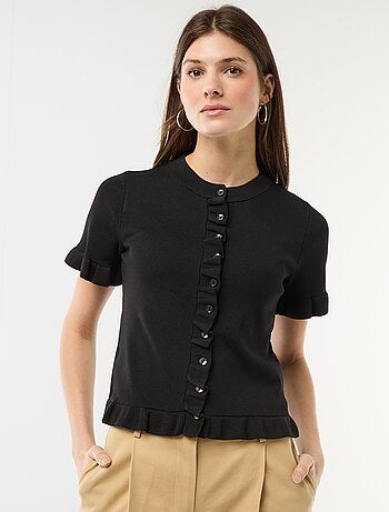 Gilet con bottoni e maniche a volant