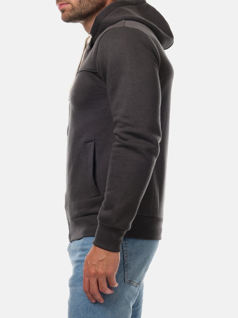 Gilet con cappuccio e cerniera Grigio antracite - Kiabi