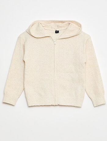 Gilet con cappuccio in maglia mélange