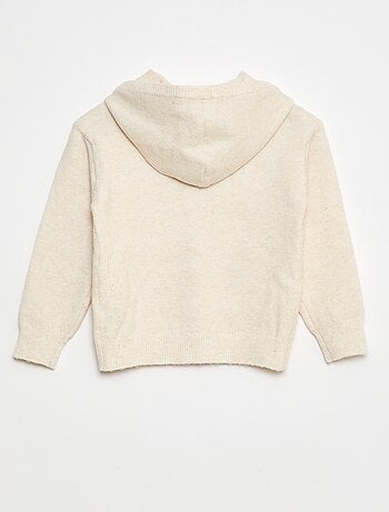 Gilet con cappuccio in maglia mélange