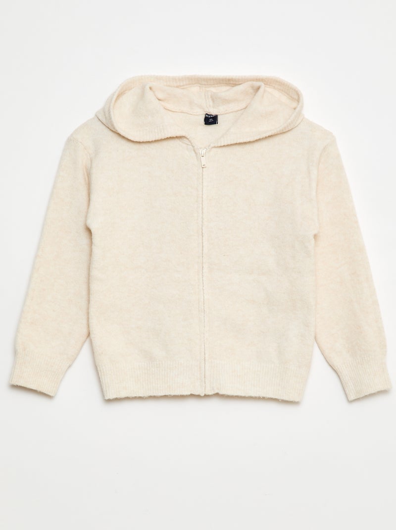 Gilet con cappuccio in maglia mélange Beige - Kiabi