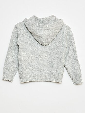 Gilet con cappuccio in maglia mélange
