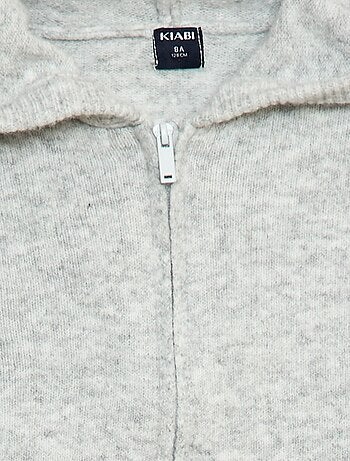 Gilet con cappuccio in maglia mélange