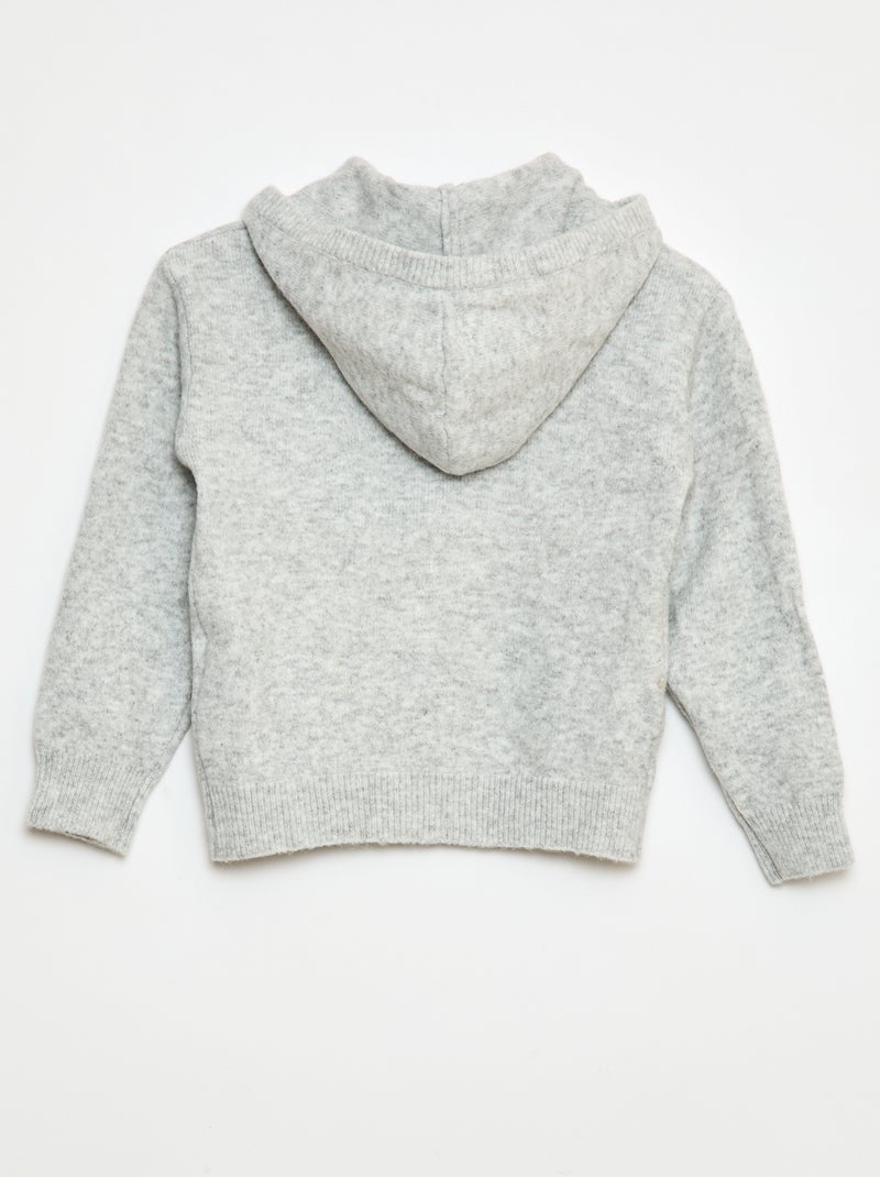 Gilet con cappuccio in maglia mélange Grigio - Kiabi