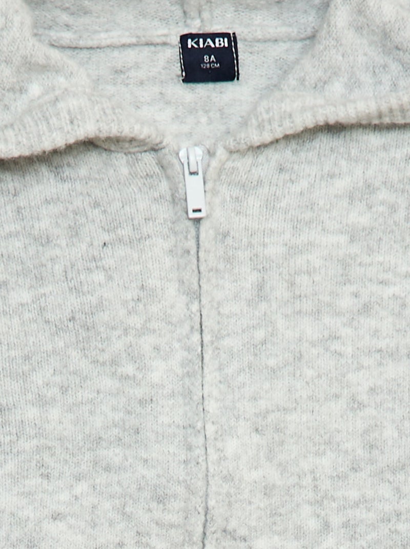 Gilet con cappuccio in maglia mélange Grigio - Kiabi