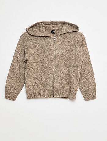 Gilet con cappuccio in maglia mélange
