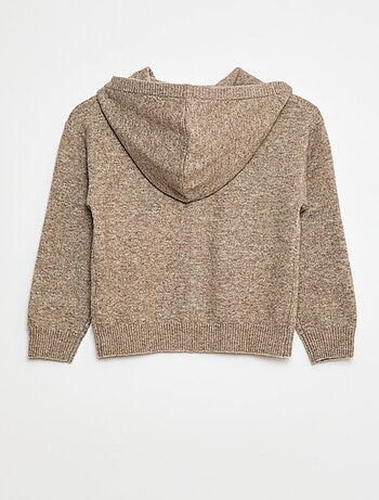 Gilet con cappuccio in maglia mélange