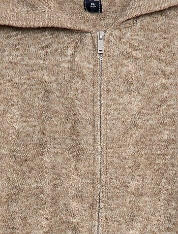 Gilet con cappuccio in maglia mélange