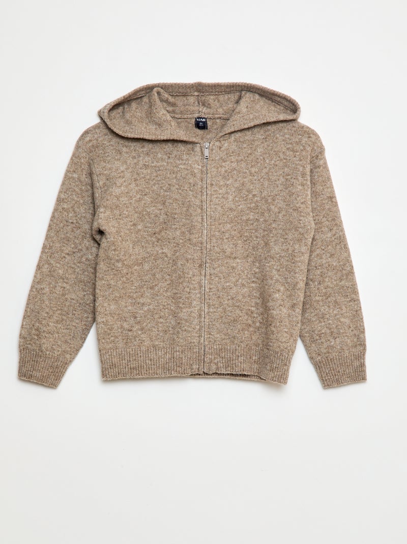Gilet con cappuccio in maglia mélange Grigio - Kiabi