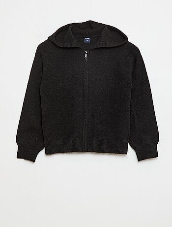 Gilet con cappuccio in maglia mélange