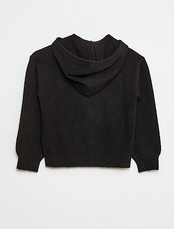 Gilet con cappuccio in maglia mélange