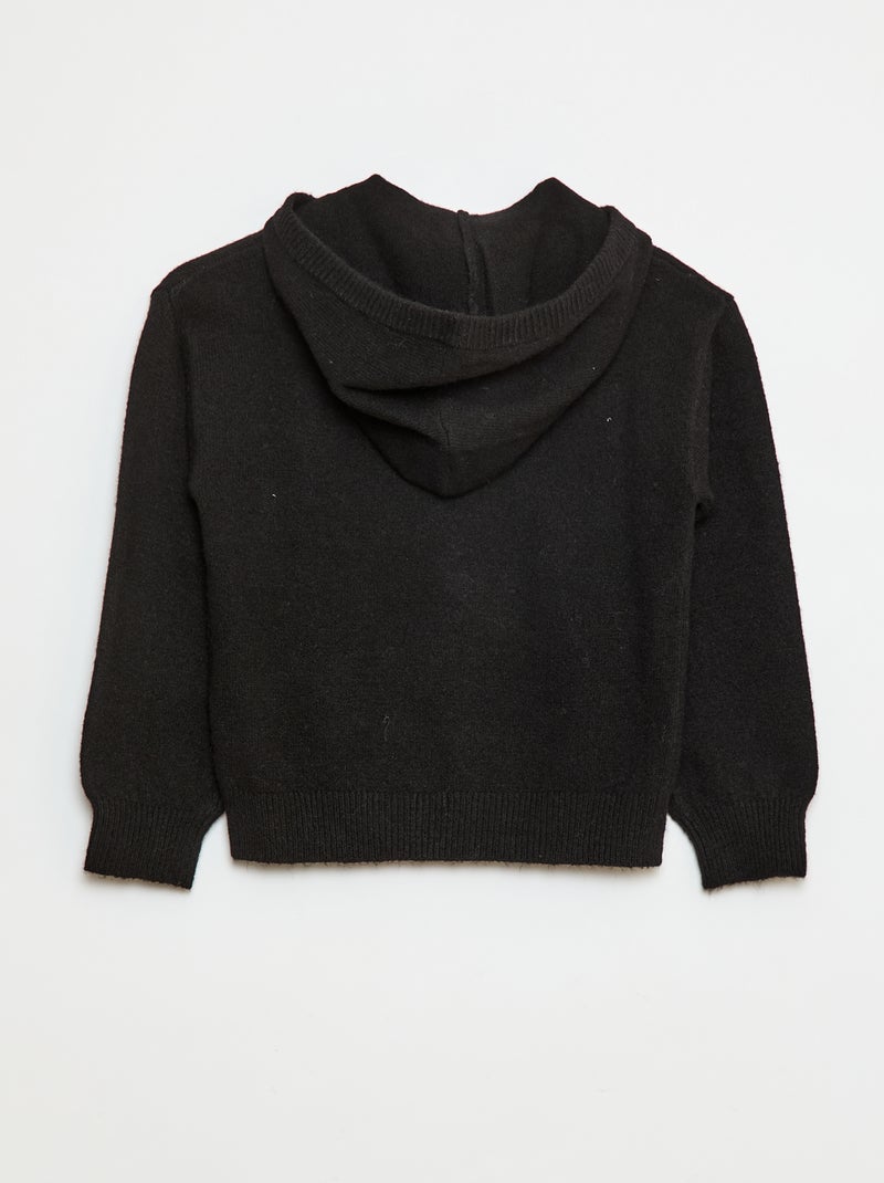 Gilet con cappuccio in maglia mélange Nero - Kiabi
