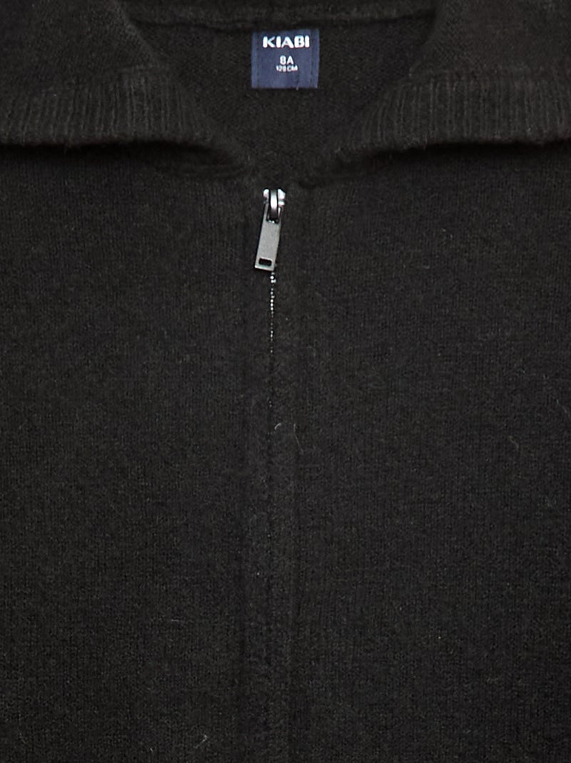 Gilet con cappuccio in maglia mélange Nero - Kiabi