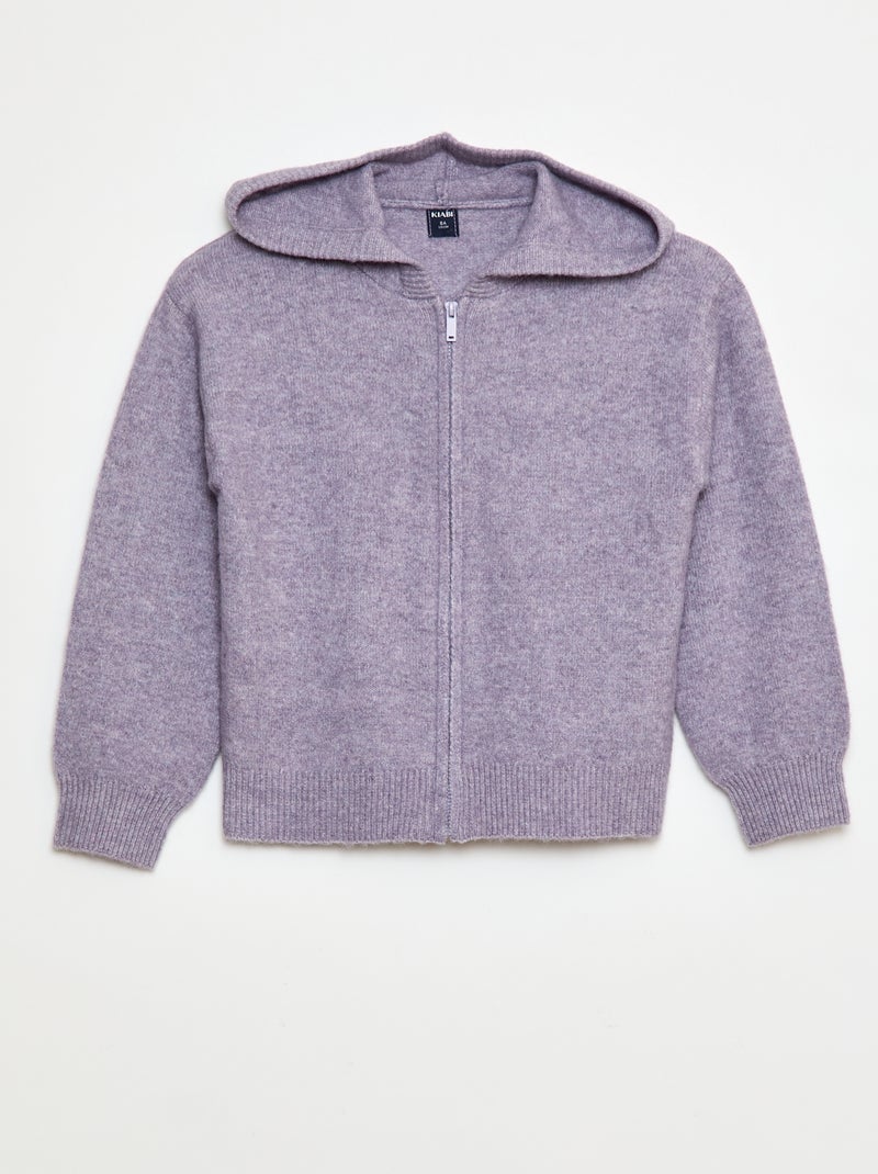 Gilet con cappuccio in maglia mélange Viola - Kiabi