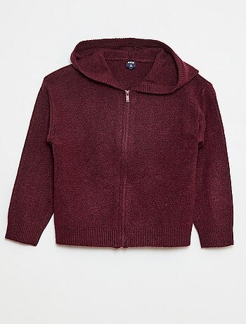Gilet con cappuccio in maglia mélange