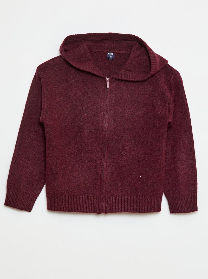 Gilet con cappuccio in maglia mélange Viola - Kiabi